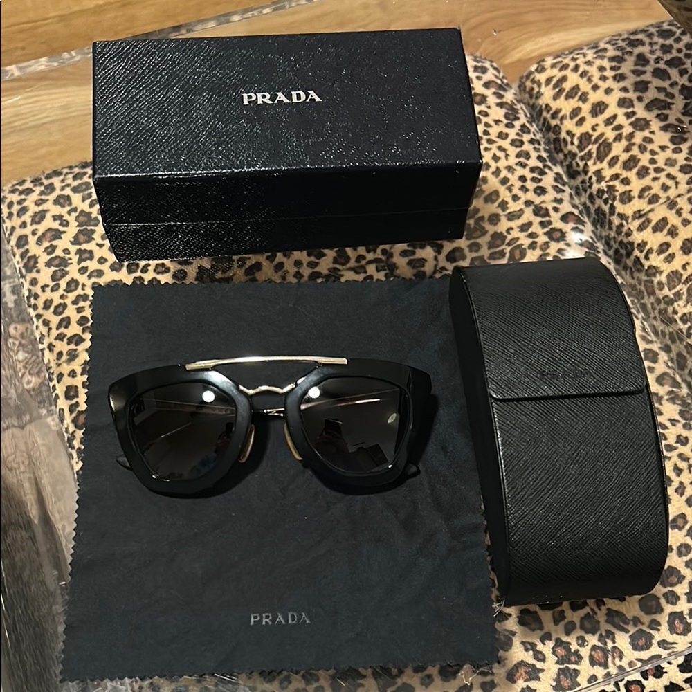 Prada Black Classic Sunglasses with Metallic Accents